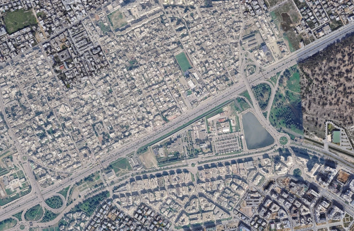 Vue aerienne du quartier du showroom, route de La Marsa
